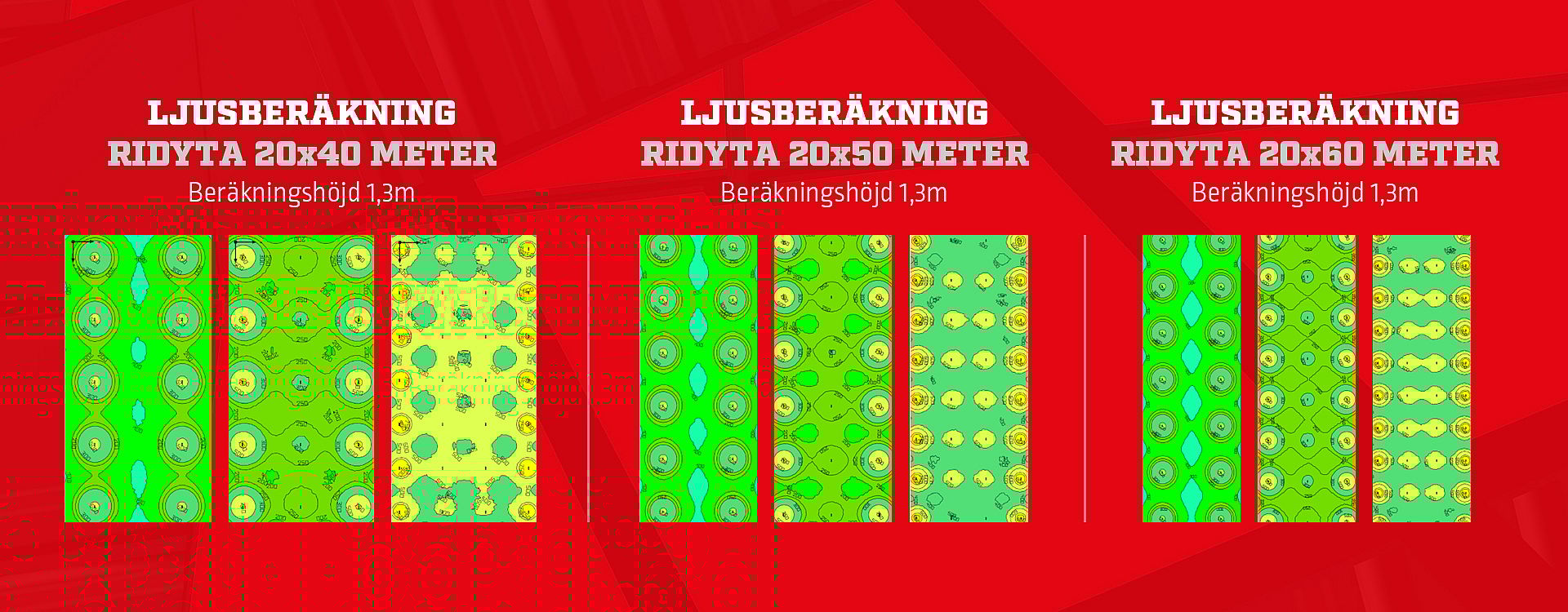 Ljusberäkning LED-belysning för olika ridytor | BORGA